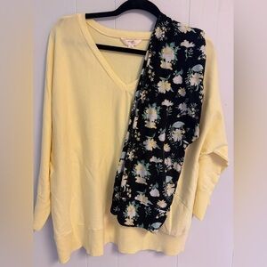 Lularoe Yellow and White Floral Leggings with soft yellow coordinating sweater